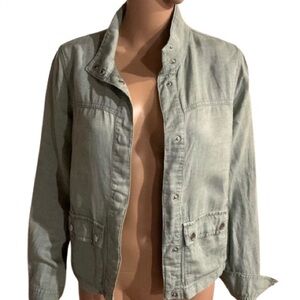 CHRISTIAN SIRIANO Sage Green Linen Blend Utility Shacket